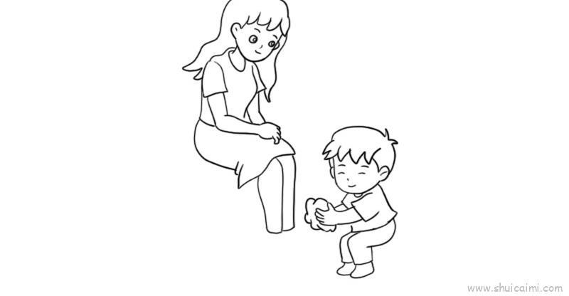 给母亲洗脚儿童画怎么画 给母亲洗脚简笔画图片大全
