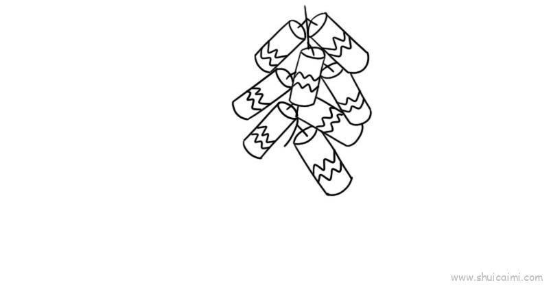 新年鞭炮儿童画怎么画 新年鞭炮简笔画步骤