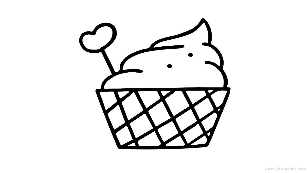 可爱的彩色卡通冰激凌简笔画怎么画?