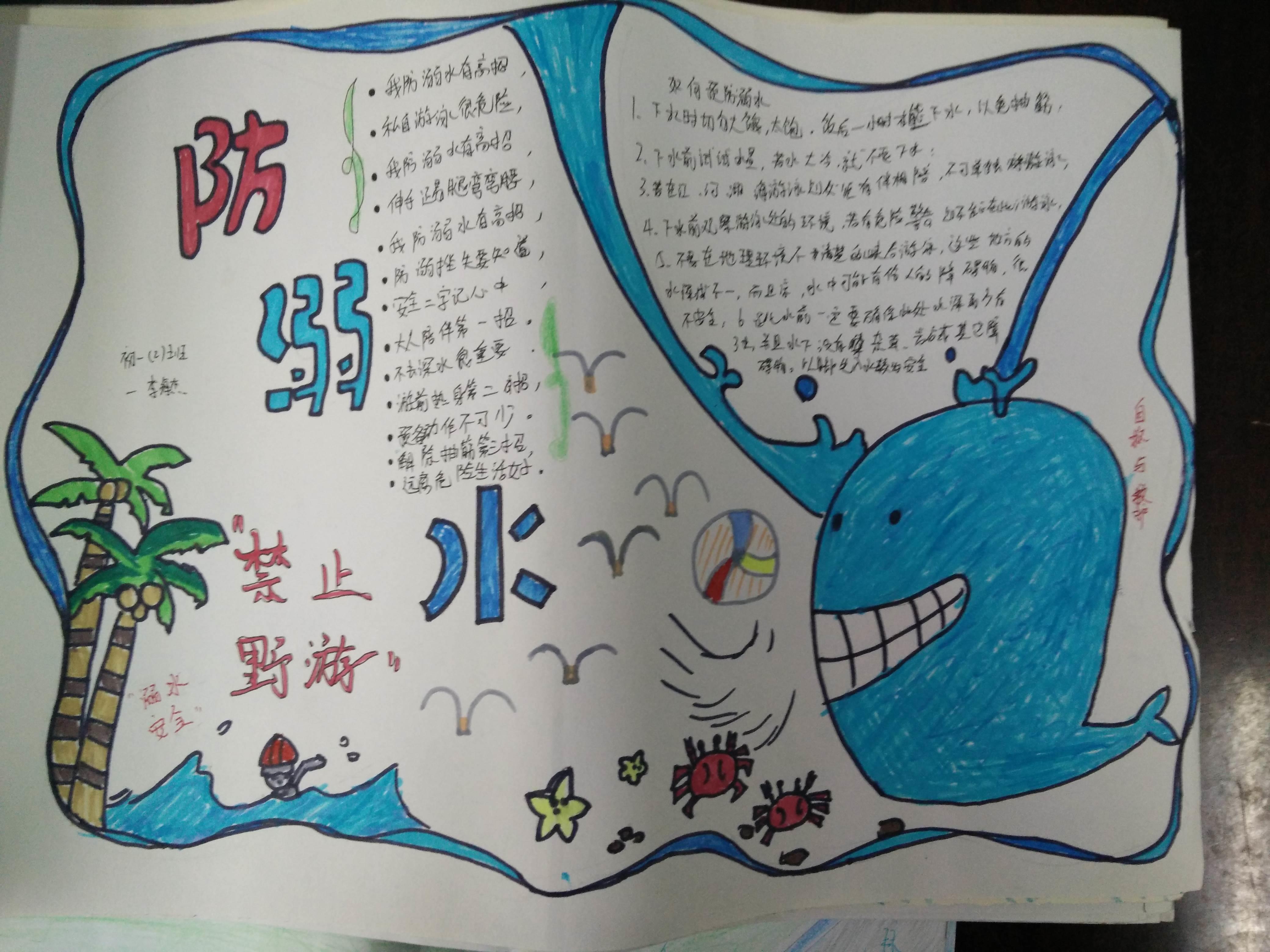 防溺水手抄报简笔画 珍爱生命预防溺水手抄报简笔画