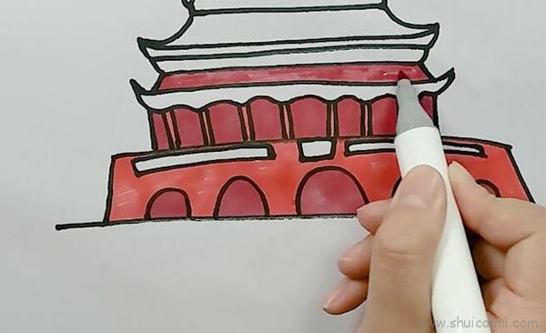 涂色北京天安门儿童画怎么画 北京天安门简笔画简单