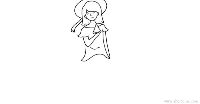 女孩吃瓜儿童画怎么画 女孩吃瓜简笔画步骤