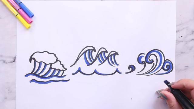浪花简笔画 浪花简笔画彩色