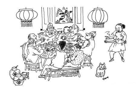 年夜饭的简笔画 年夜饭的简笔画怎么画的