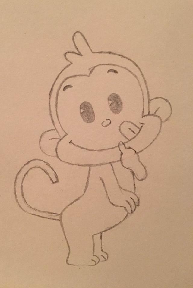 简笔画猴子 简笔画猴子的画法最简单