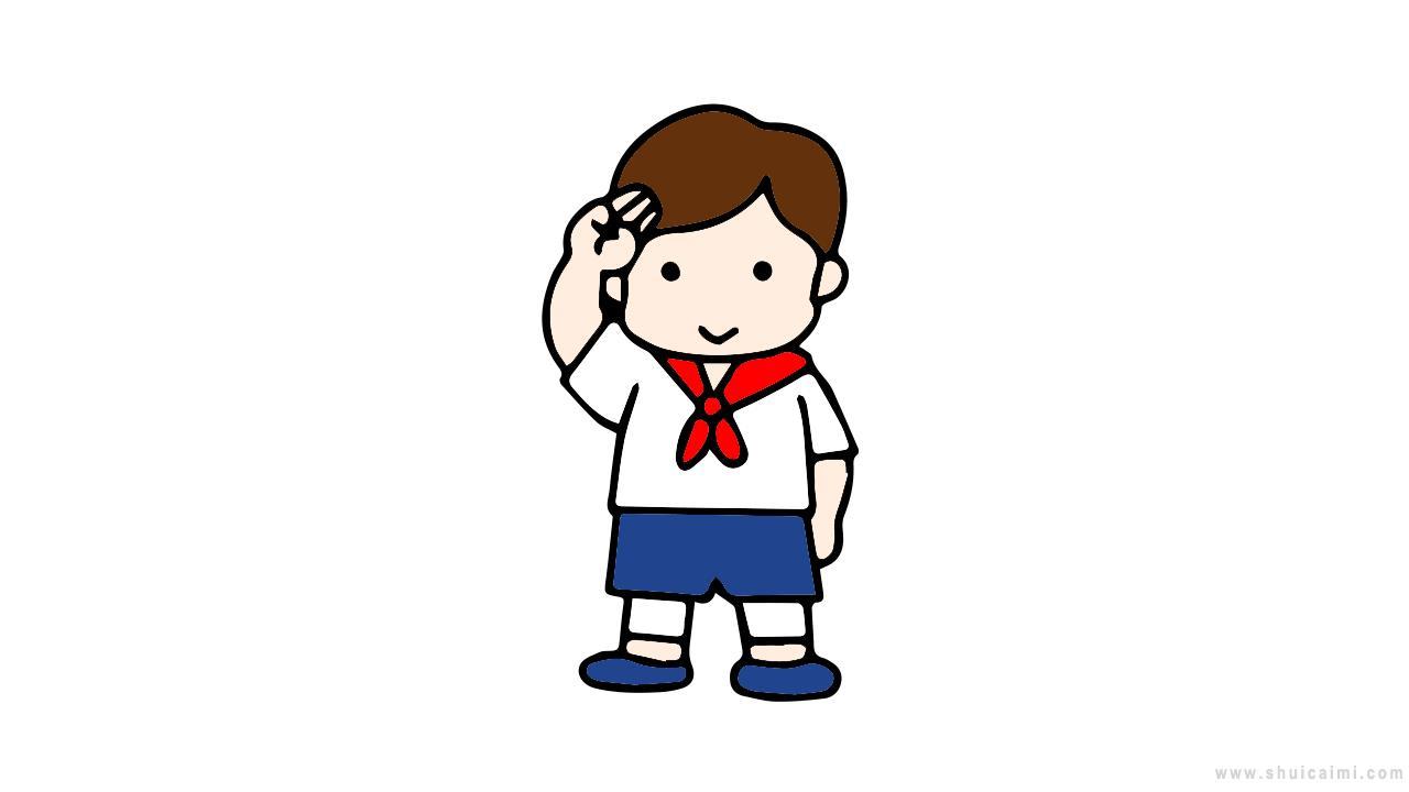 小朋友敬礼简笔画怎么画 小朋友敬礼简笔画图片