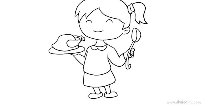 感恩节吃火鸡儿童画怎么画 感恩节吃火鸡简笔画画法