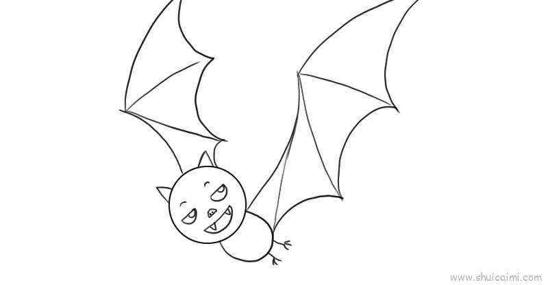简单的小蝙蝠儿童画绘画步骤教程