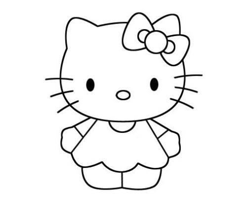 kitty猫简笔画 kitty猫简笔画带颜色