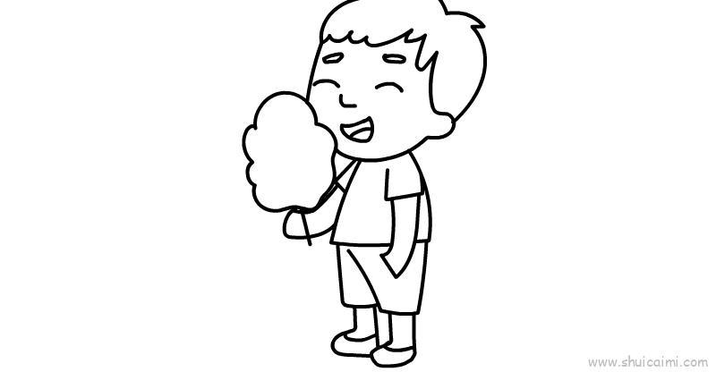 吃棉花糖儿童画怎么画 吃棉花糖简笔画简单又好看