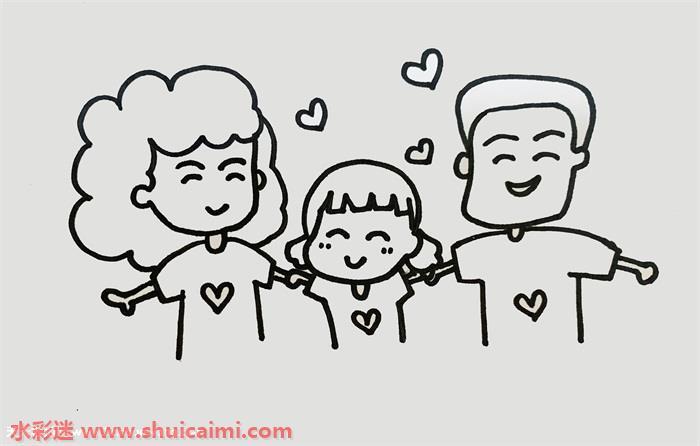 一家三口怎么画 一家三口简笔画步骤