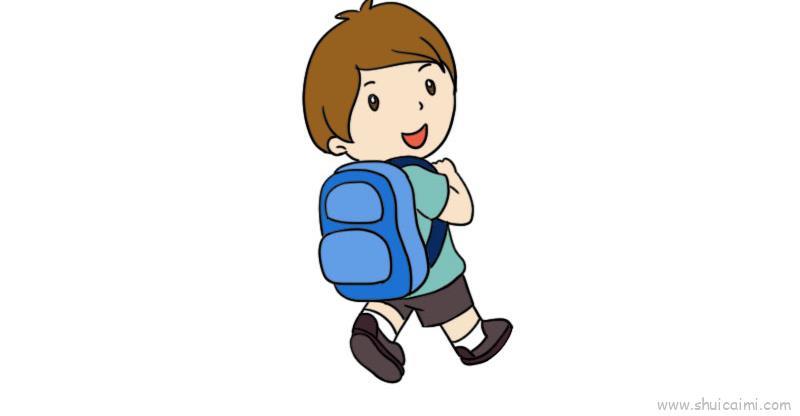 画小学生背书包儿童画怎么画 画小学生背书包简笔画画法
