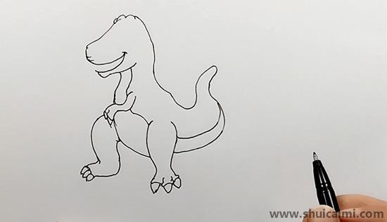 简单霸王龙儿童画怎么画 彩色霸王龙简笔画步骤