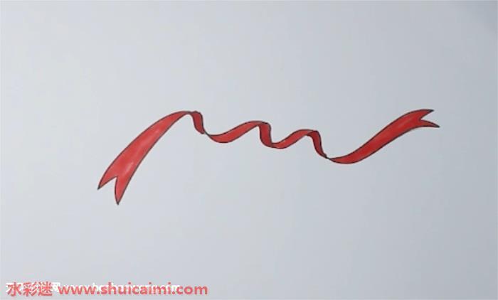 红飘带怎么画 红飘带简笔画彩色