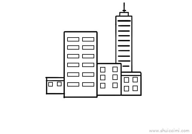 高楼大厦儿童画怎么画 高楼大厦简笔画画法