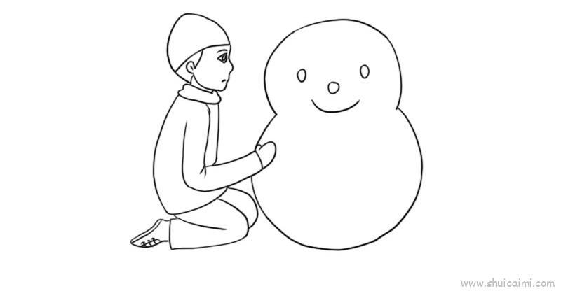 冬至堆雪人儿童画怎么画 冬至堆雪人简笔画简单