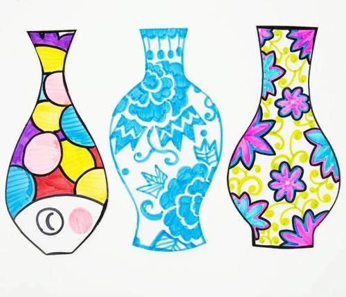 花瓶简笔画花纹彩色 花瓶简笔画花纹彩色