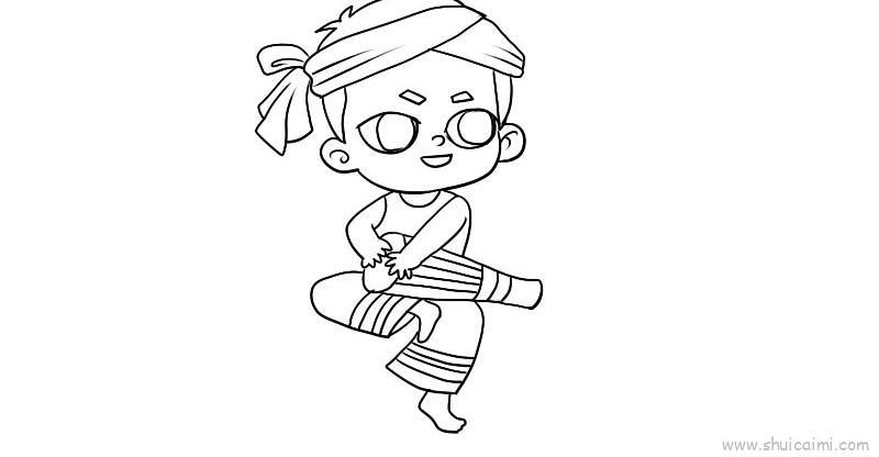 少数民族打鼓儿童画怎么画 少数民族打鼓简笔画图片大全