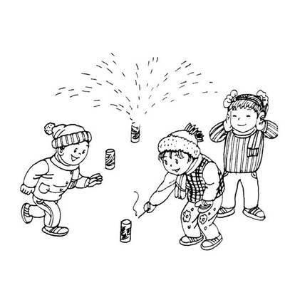 春节放烟花的图片简笔画 春节放烟花的图片简笔画可爱