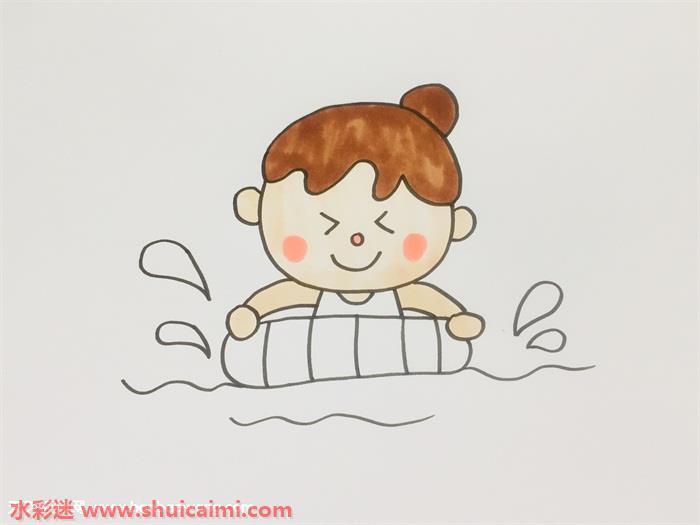 小孩游泳怎么画 小孩游泳简笔画图片大全带颜色