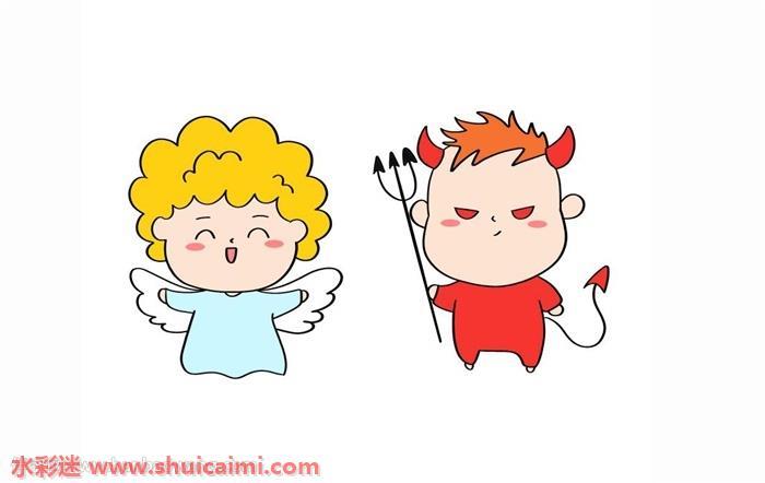 天使与恶魔怎么画 天使与恶魔简笔画漂亮