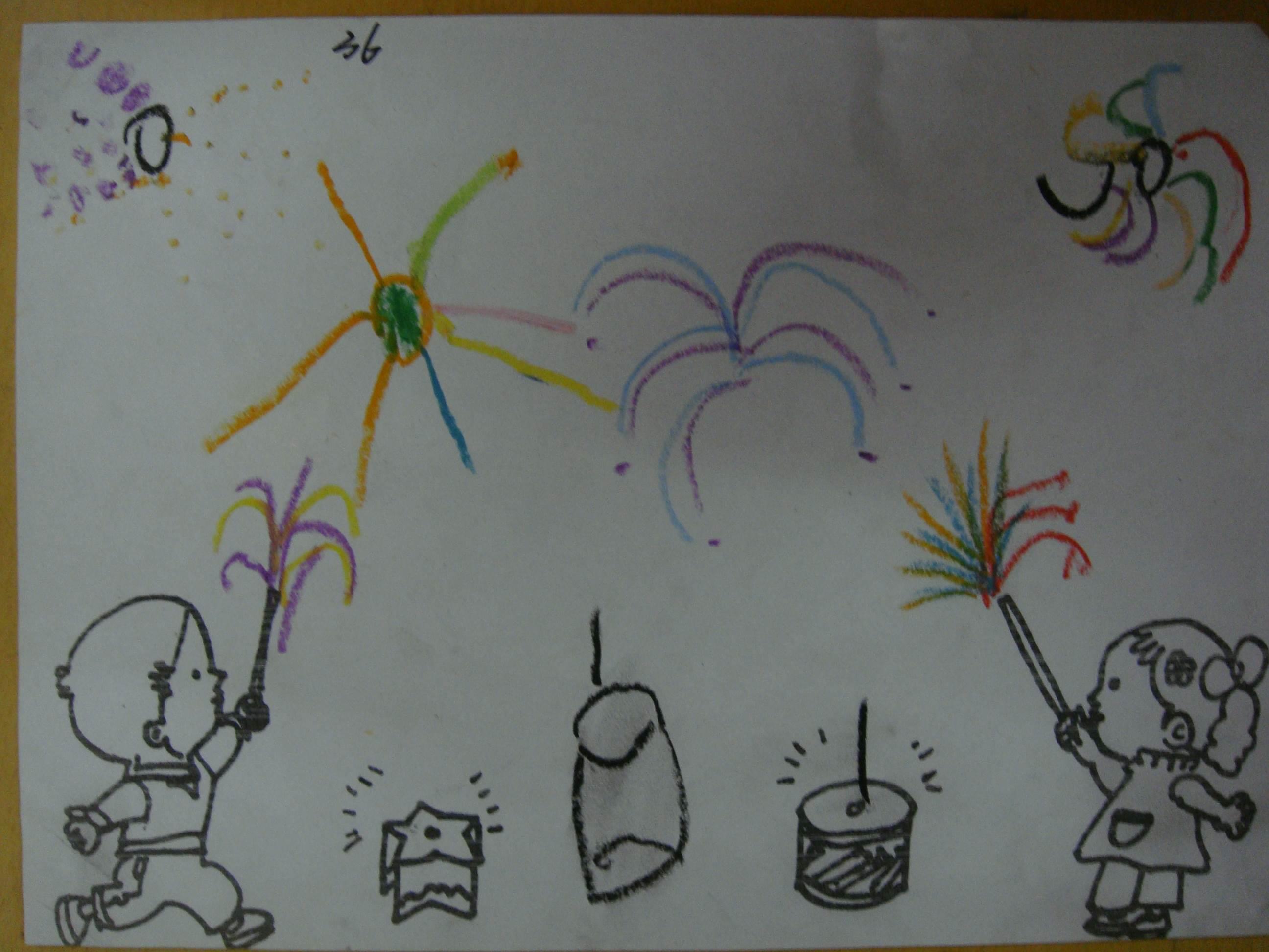 新年放烟花儿童画怎么画 新年放烟花儿童画怎么画的