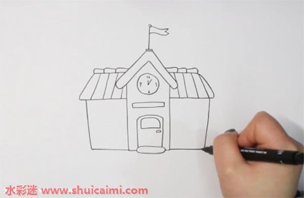 学校怎么画 学校简笔画简单好看带颜色