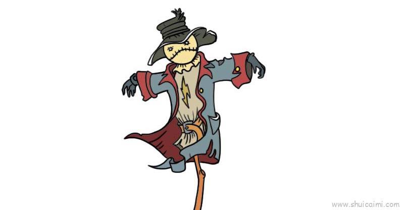 稻草人儿童画怎么画 稻草人简笔画步骤