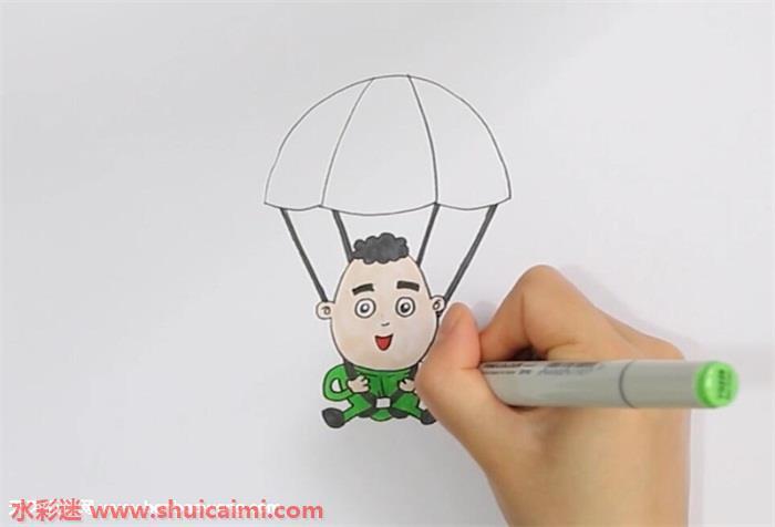 跳伞怎么画 跳伞简笔画简单彩色