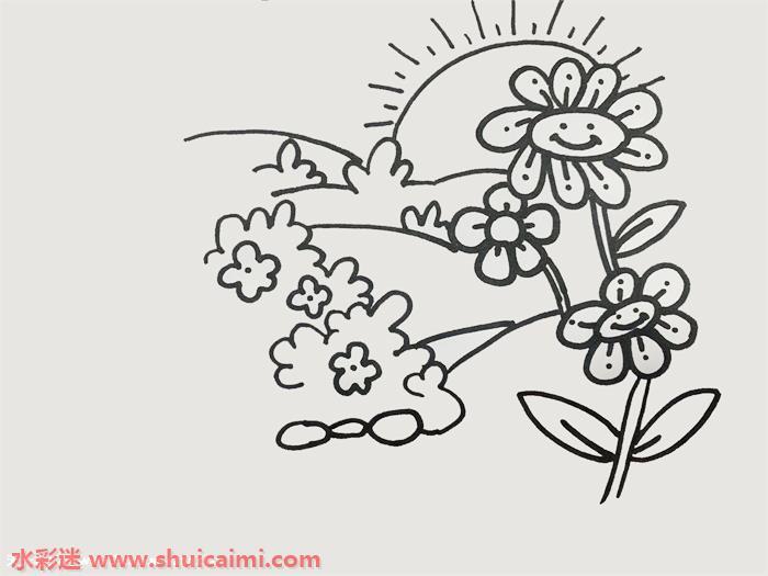 美丽花园怎么画 美丽花园简笔画图片带颜色