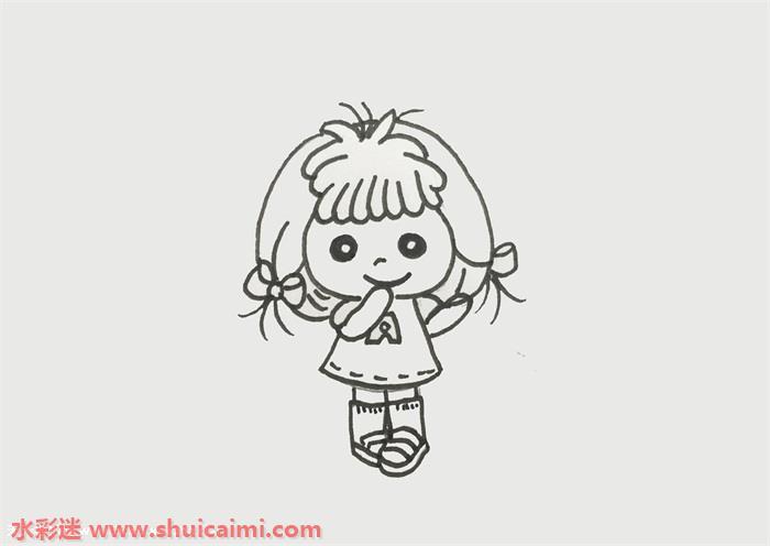 萌女孩怎么画 萌女孩简笔画图片彩色