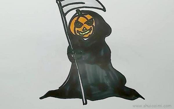 南瓜死神儿童画怎么画 南瓜死神简笔画图片