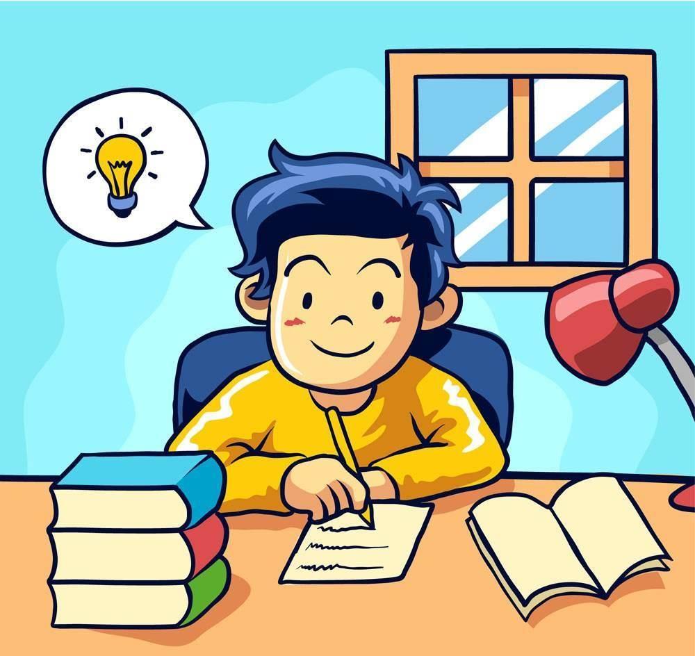 写作业简笔画 写作业简笔画 小男孩