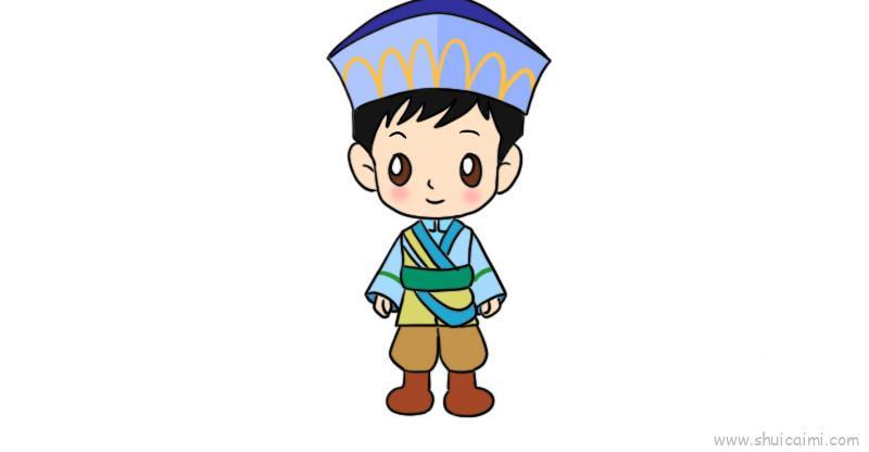 少数民族儿童画怎么画 少数民族简笔画步骤