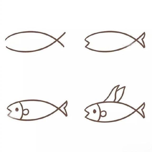 鱼简笔画 鱼简笔画简单又漂亮