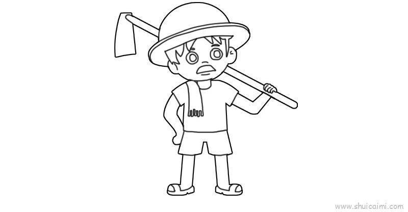 农民儿童画怎么画 农民简笔画顺序