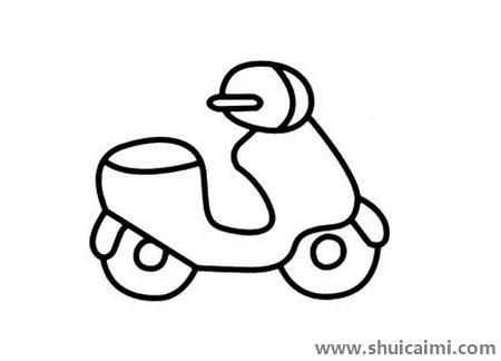 踏板摩托车儿童简笔画图片大全