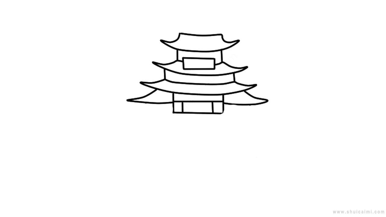 岳阳楼简笔画怎么画 岳阳楼简笔画图片大全