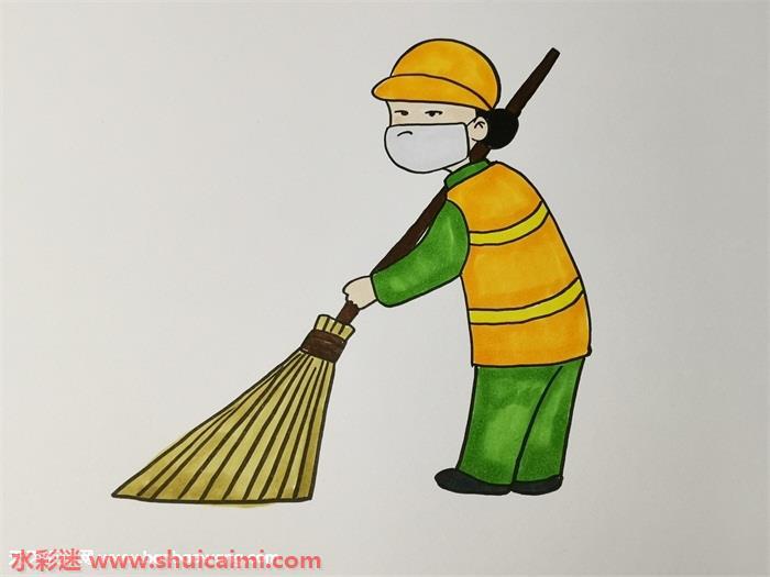 环卫工人怎么画 环卫工人简笔画简单易画彩色