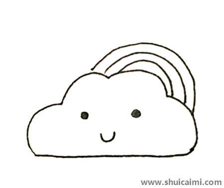 彩虹云朵儿童简笔画