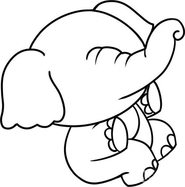 坐在树桩上的小象的简笔画怎么画 坐在树桩上的小象简笔画简单