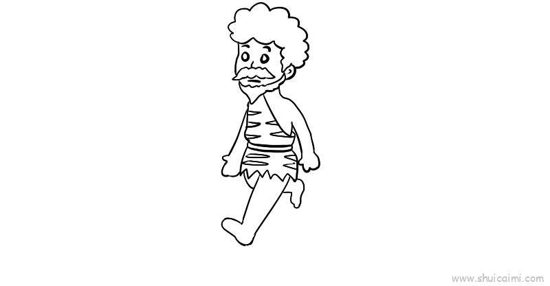 原始人卡通简笔画绘画教程