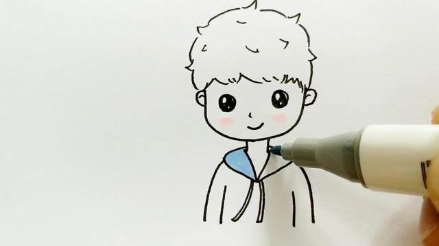 简笔画人物男孩帅气 简笔画人物男孩帅气q版校服