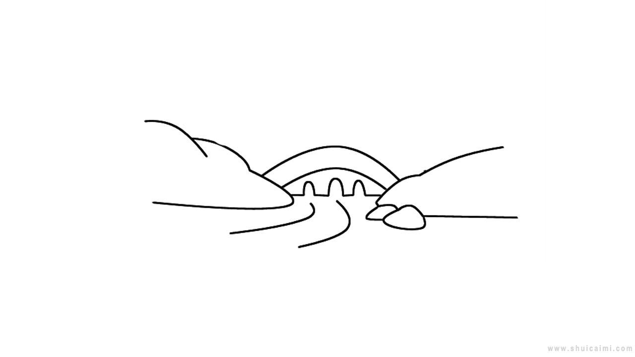 小桥流水简笔画怎么画 小桥流水简笔画简单又好看