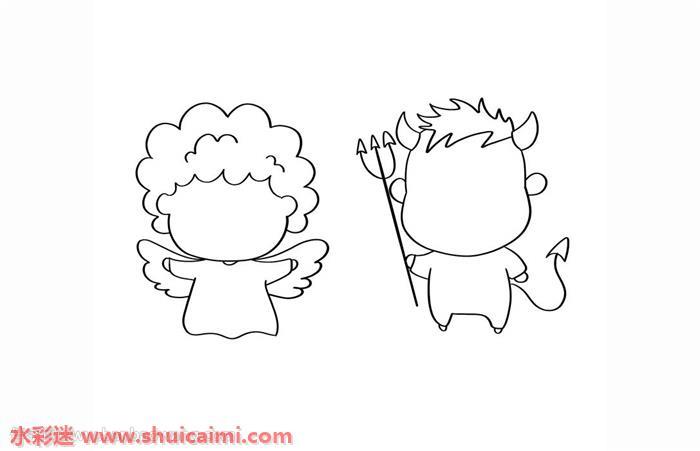 天使与恶魔怎么画 天使与恶魔简笔画漂亮