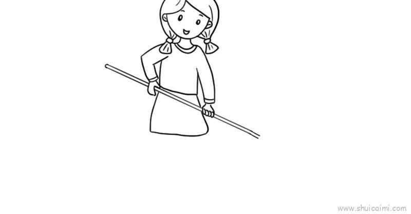 拖地儿童画怎么画 拖地简笔画图片