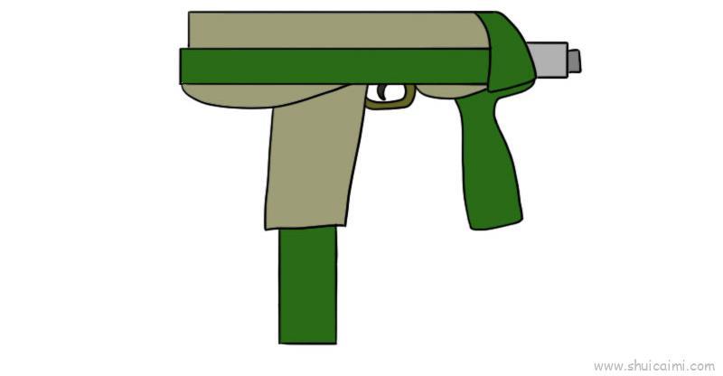 冲锋枪儿童画怎么画 冲锋枪简笔画图片