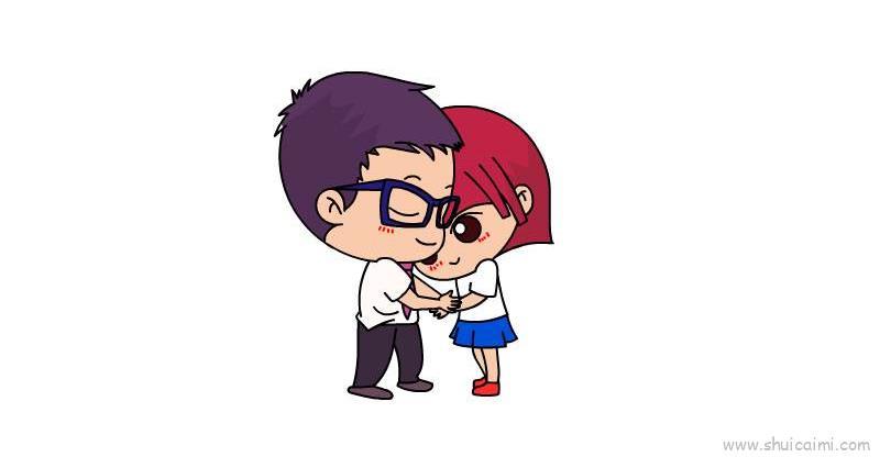 变白情侣小人儿童画怎么画 变白情侣小人简笔画简单