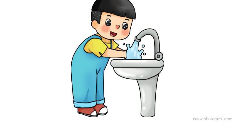 洗手儿童画怎么画 洗手简笔画图片