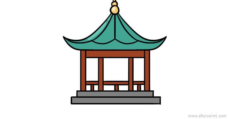 亭子儿童画怎么画 亭子简笔画简单